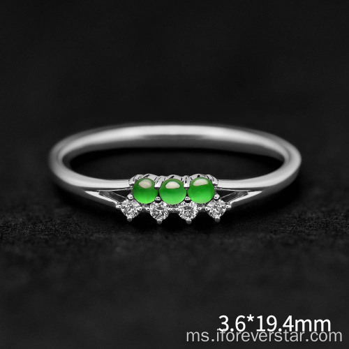 Cincin pertunangan jadeite warna hijau matahari